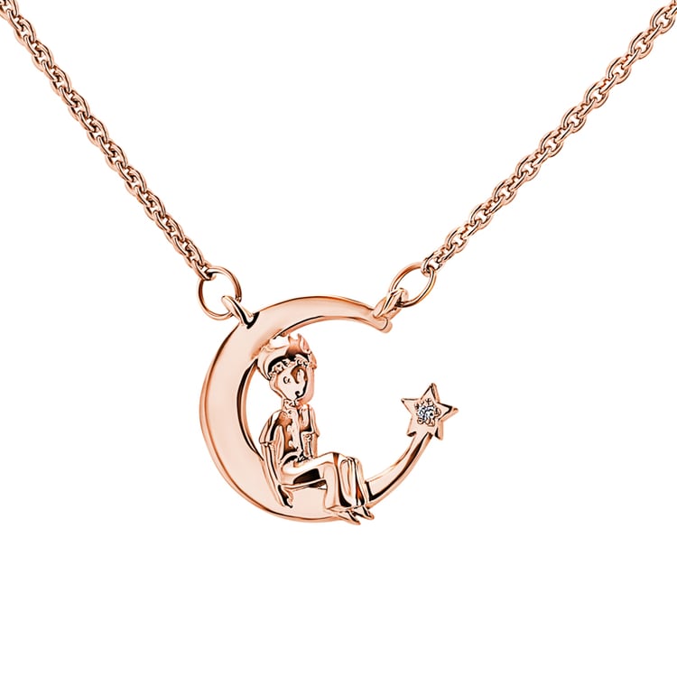 Halskette in Form einer Mondsichel mit einem Diamanten Kleiner Prinz 148382