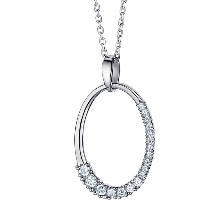 Silberner ovaler Anhänger mit Zirkonia Susie