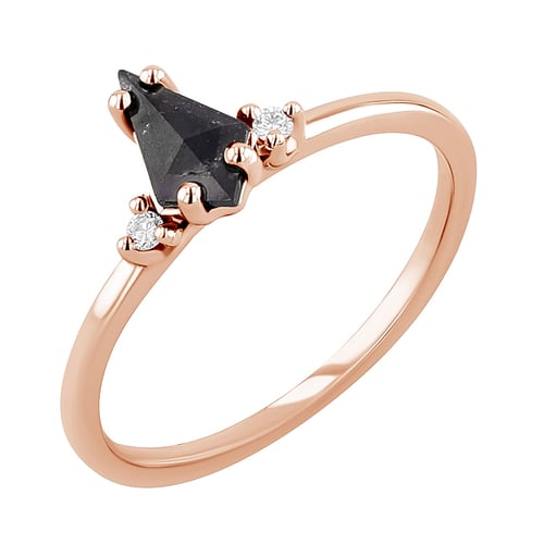 Goldring mit Salt and Pepper Diamant in Kiteform Adalia