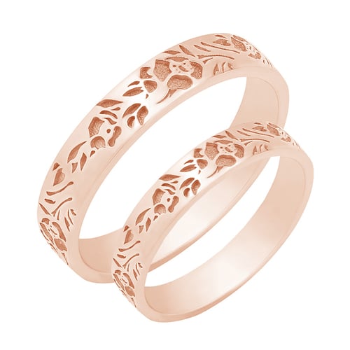 Romantische Eheringe mit Blumengravur Rabia