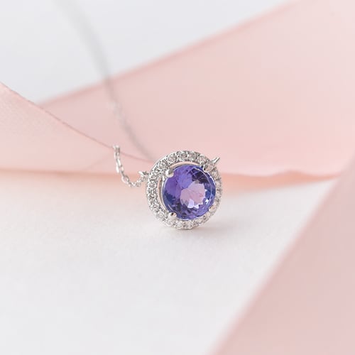 Tansanit Halskette mit Diamanten Naara