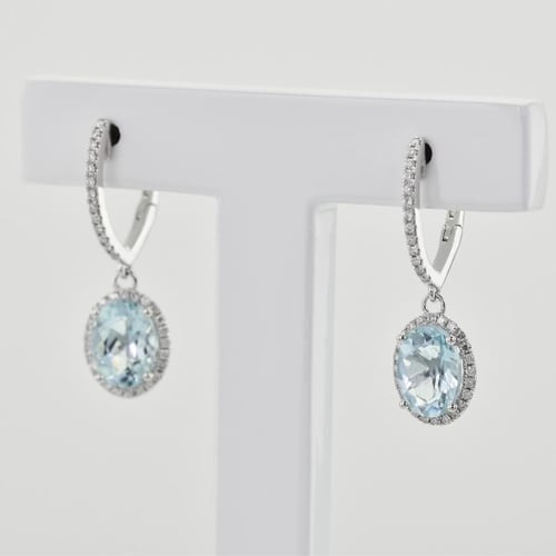 Goldene Ohrringe mit Aquamarinen und Diamanten Azura