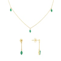 Goldenes Schmuckset mit brasilianischen Smaragden Raiz