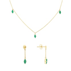 Goldenes Schmuckset mit brasilianischen Smaragden Raiz
