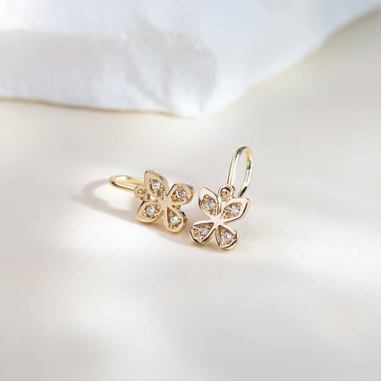 Kinderohrringe aus Gold in Form eines Schmetterlings mit Lab Grown Diamanten Madeleine
