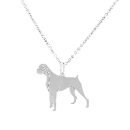 Silberner Anhänger in Form eines Hundes mit Gravur Boxer
