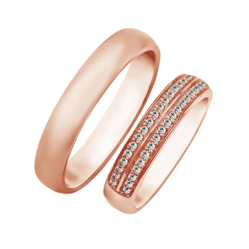 Schlichte Eheringe aus Gold mit Diamanten Sydell