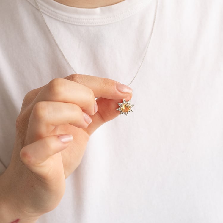 Anhänger aus Silber mit Citrinen und Zirkonia in Stern-Form Bohemia 135325