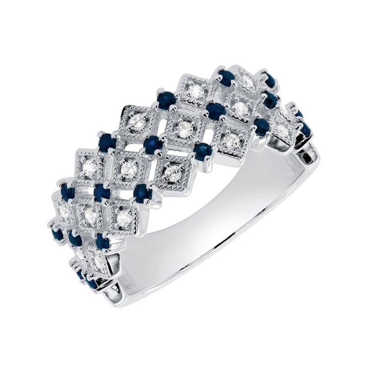 Moderner Silberring mit Diamanten und Sapphiren Arnt