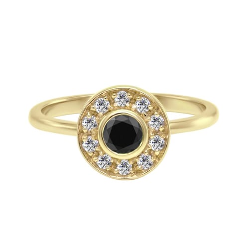 Verlobungsring Set mit schwarzem Diamant Eyva