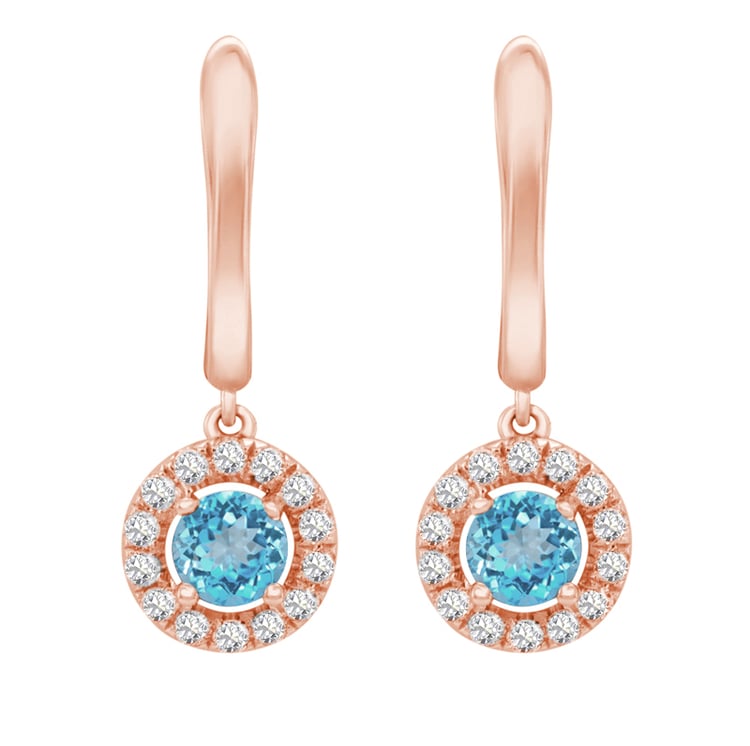 Rosegold Ohrringe mit Diamanten und Topasen hängend 20452