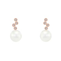 Ohrringe mit Diamanten und weißen Perlen Nayonika