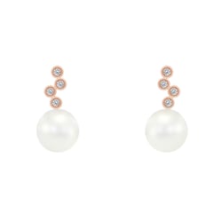 Ohrringe mit Diamanten und weißen Perlen Nayonika