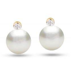 Ohrringe mit weißen Perlen und Diamanten Lara