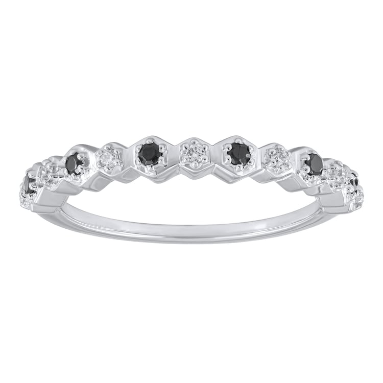 Half-Eternity-Ring aus Gold mit schwarzen und weißen Lab Grown Diamanten Tariq