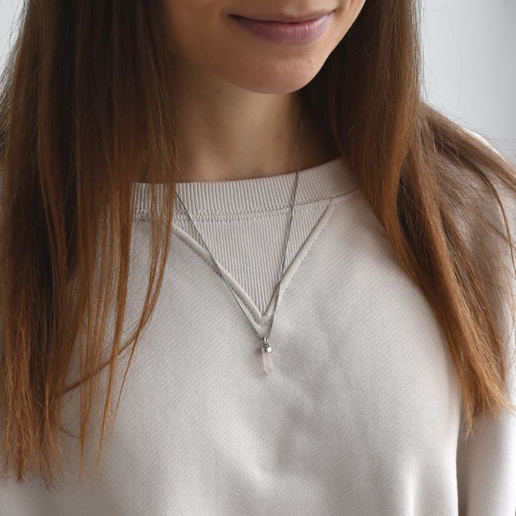 Kettenanhänger in Silber mit Rosenquarz Malloy 72113