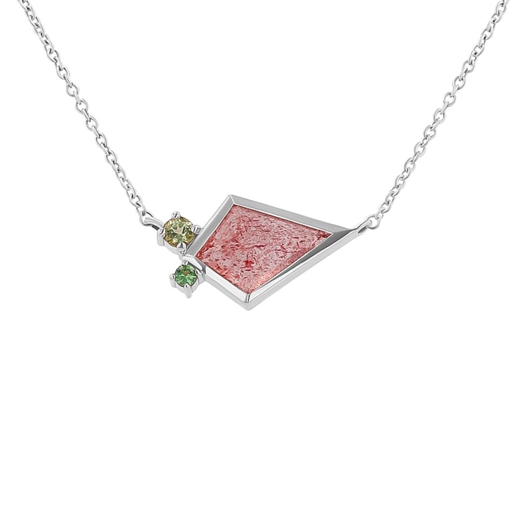 Halskette mit erdbeerrotem Achat, Olivin und Tsavoritgranat Milly 135071