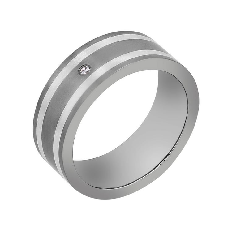 Eheringe aus Titan und Gold mit einem Diamanten Zubair 107453
