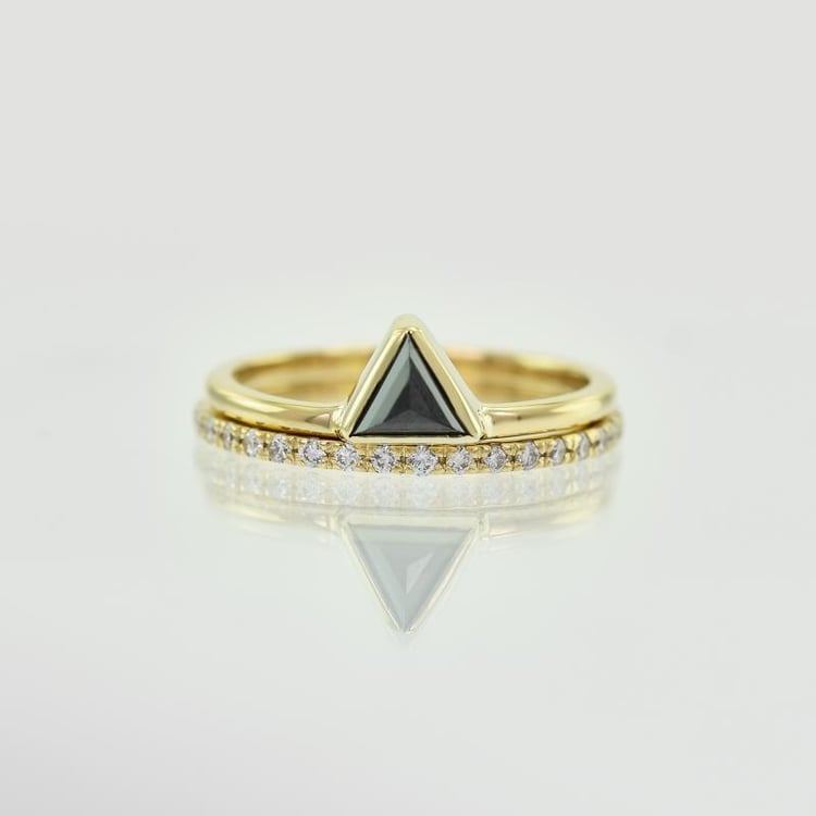 Set mit Eternity-Ring und schwarzem Trillion-Diamantring Begona 30368