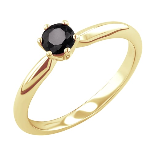 Goldener Verlobungsring mit schwarzem Diamant Mala