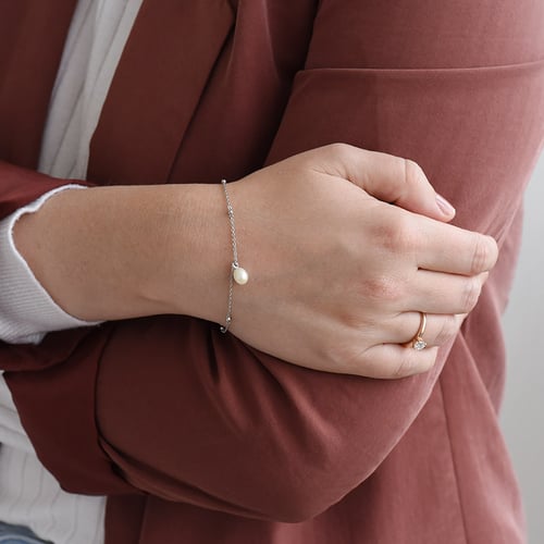Silbernes Armband mit Perle Jerrik