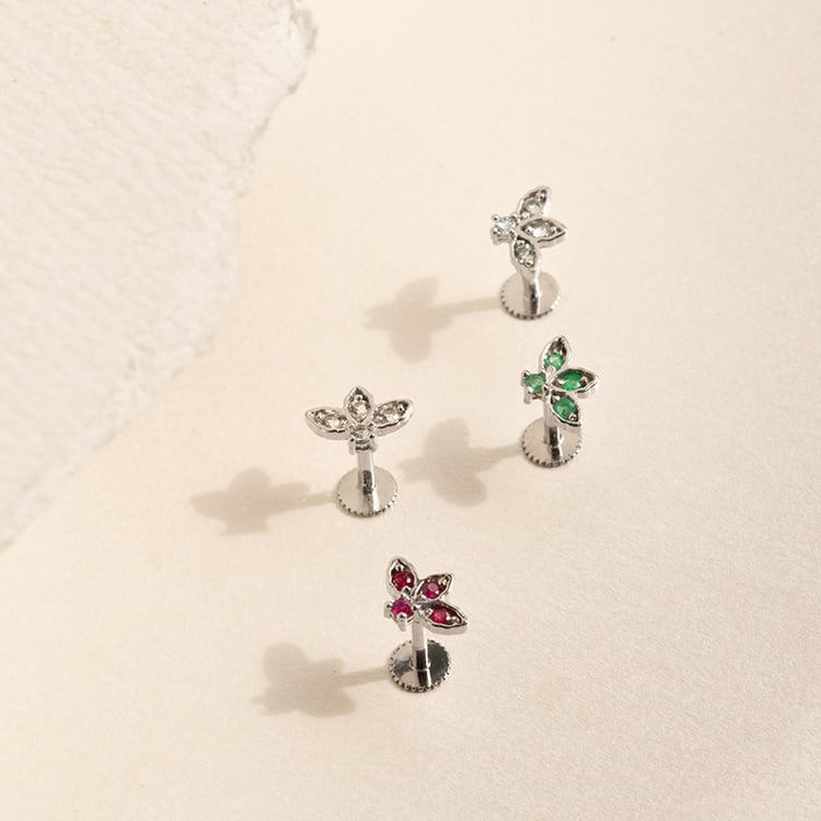 Goldener Piercing Ohrstecker mit Rubinen Amina 138280