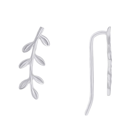 Silberne Ear Climber Ohrringe Orchid