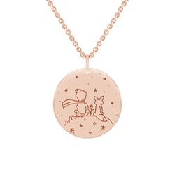 Anhänger Der Kleine Prinz mit Fuchs und Gravur aus Gold