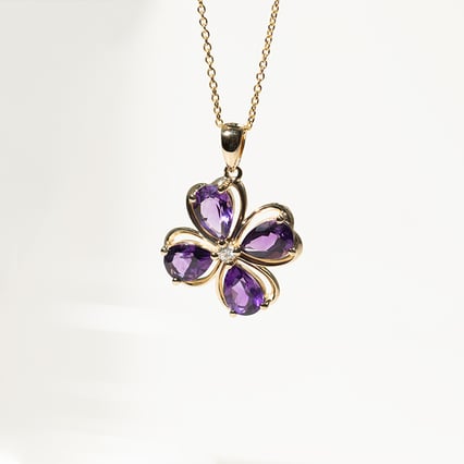 Anhänger mit Vierblatt aus Amethysten Celerity