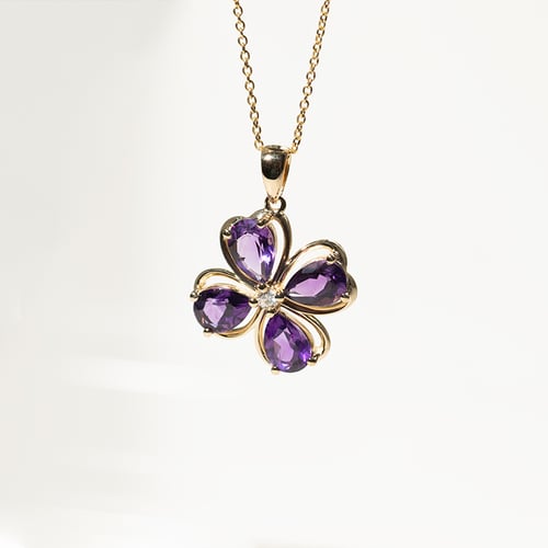 Anhänger mit Vierblatt aus Amethysten Celerity