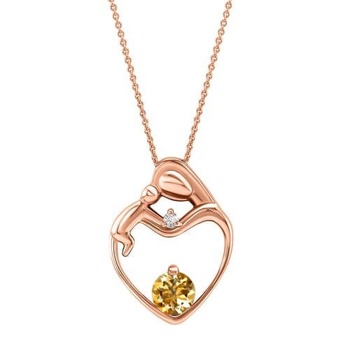 Silberner Anhänger Mutter und Kind mit Citrin und Diamant Ella