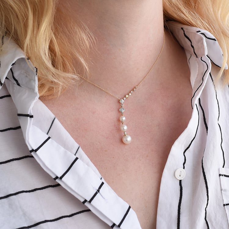 Elegante Kette mit Perlen und Diamanten Caitie 87197