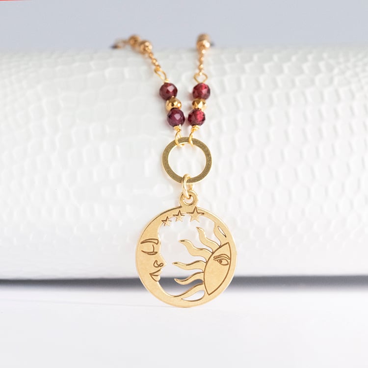 Vergoldete Kette aus Silber mit Granat-Perlen und einem Anhänger Aimee 115658