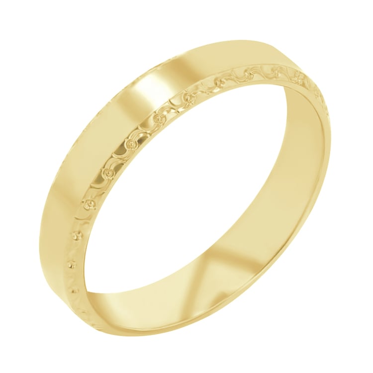 Goldene Eheringe mit einem verzierten Rand Rahim 113783