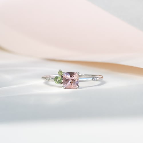 Cluster-Ring mit Morganit, Saphir, Olivin und Diamanten Kenny