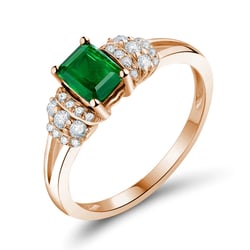 Goldring mit Smaragd und Diamanten Mellan