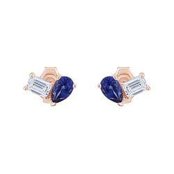 Toi et Moi Ohrstecker mit Lab Grown Diamant und Saphir Aroha
