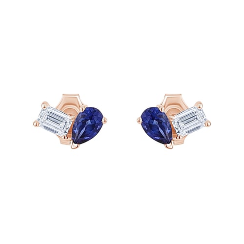 Toi et Moi Ohrstecker mit Lab Grown Diamant und Saphir Aroha