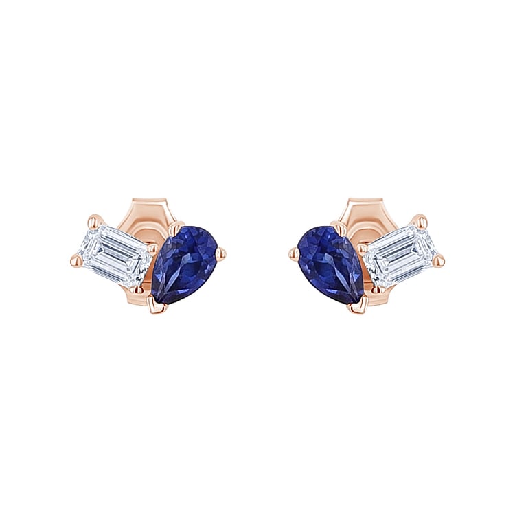 Toi et Moi Ohrstecker mit Lab Grown Diamant und Saphir Aroha 134949