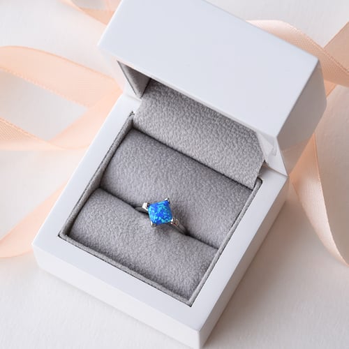 Silberner Opalring voller Farben des Ozeans Neola