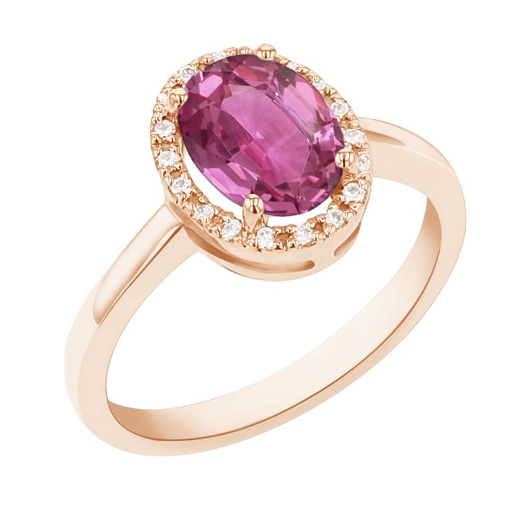 Goldener Verlobungsring mit rosa Saphir und Diamanten Arya 140730