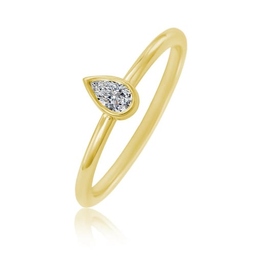 Ringset aus 585 Gold mit zertifiziertem Tropfendiamant Ralyas