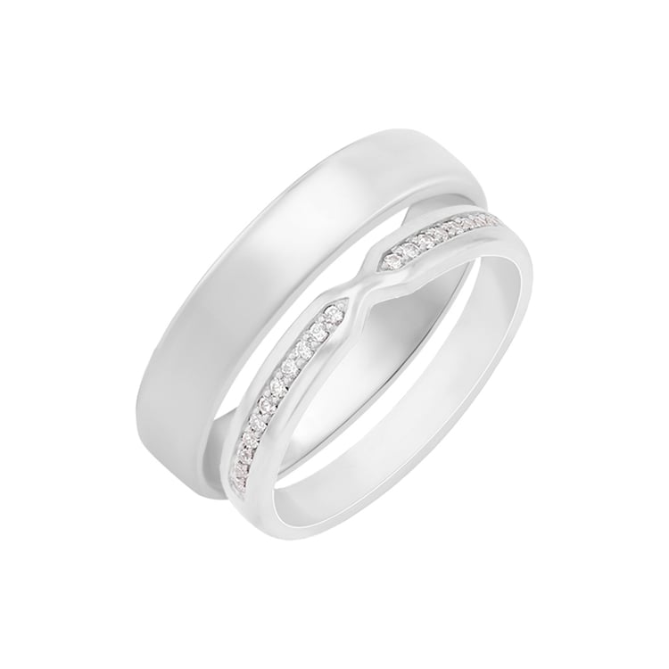 Eheringe aus Eternity Ring und Ring im Komfort-Stil Asne 97775