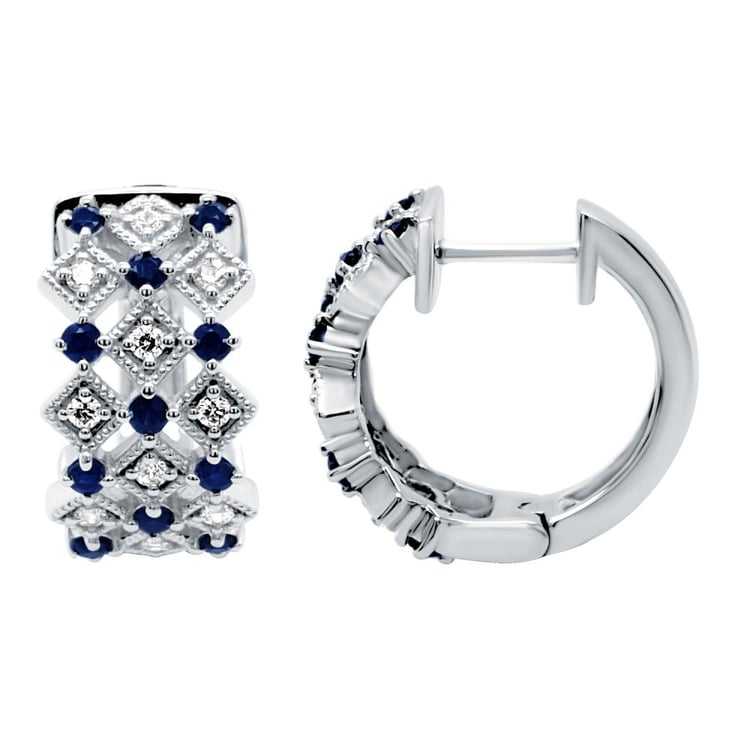 Silberne Creolen mit Diamanten und Saphiren Solveig 160870