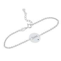 Silbernes Armband mit blauem Diamant und Gravur Ihrer Wahl Shalek