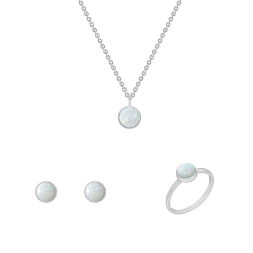 Schmuckset aus minimlistischem Schmuck mit weißem Opal Milton