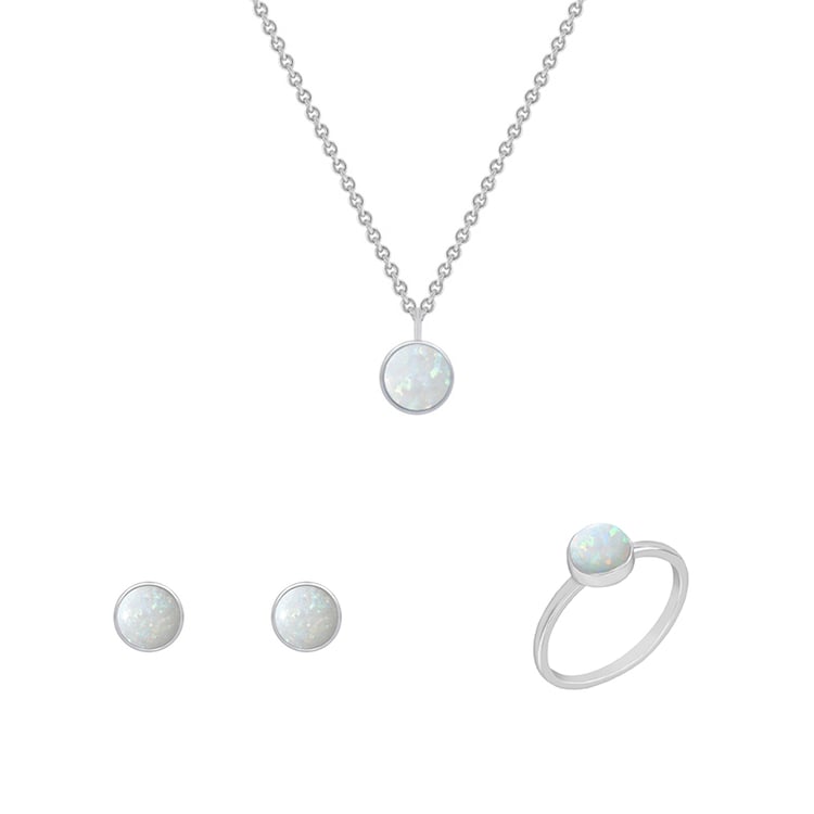 Set aus minimlistischem Schmuck mit weißem Opal Milton 148629