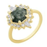 Eleganter Ring mit Moosachat und Moissaniten Melia