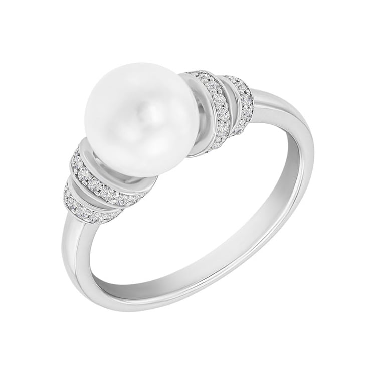 Ring aus Gold mit Perle und Diamanten