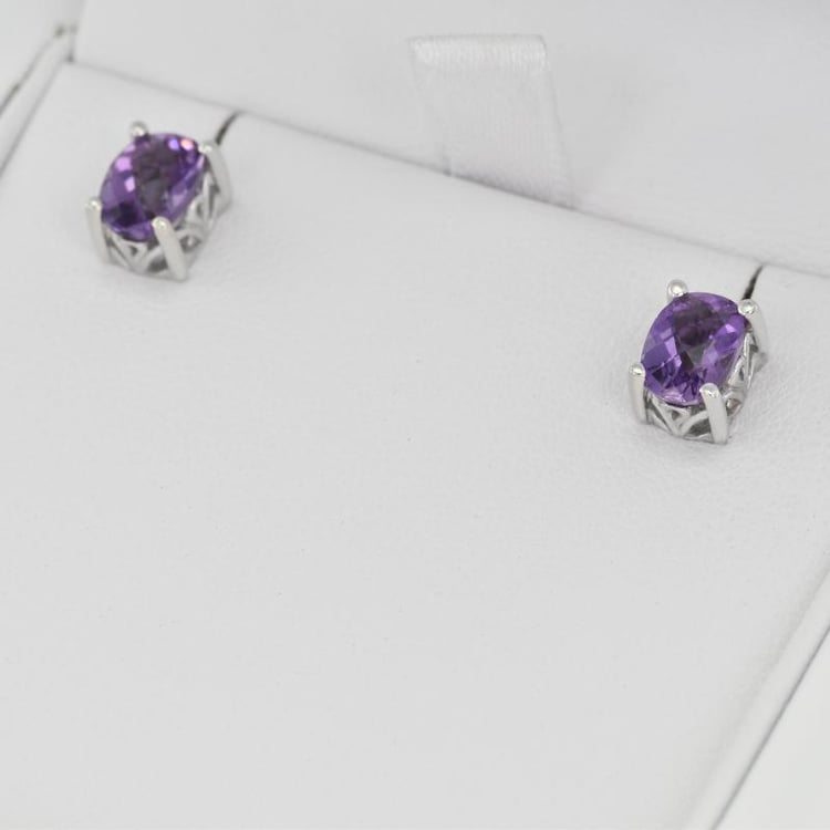 Silberne Ohrringe mit ovalen Amethysten Jula 21189